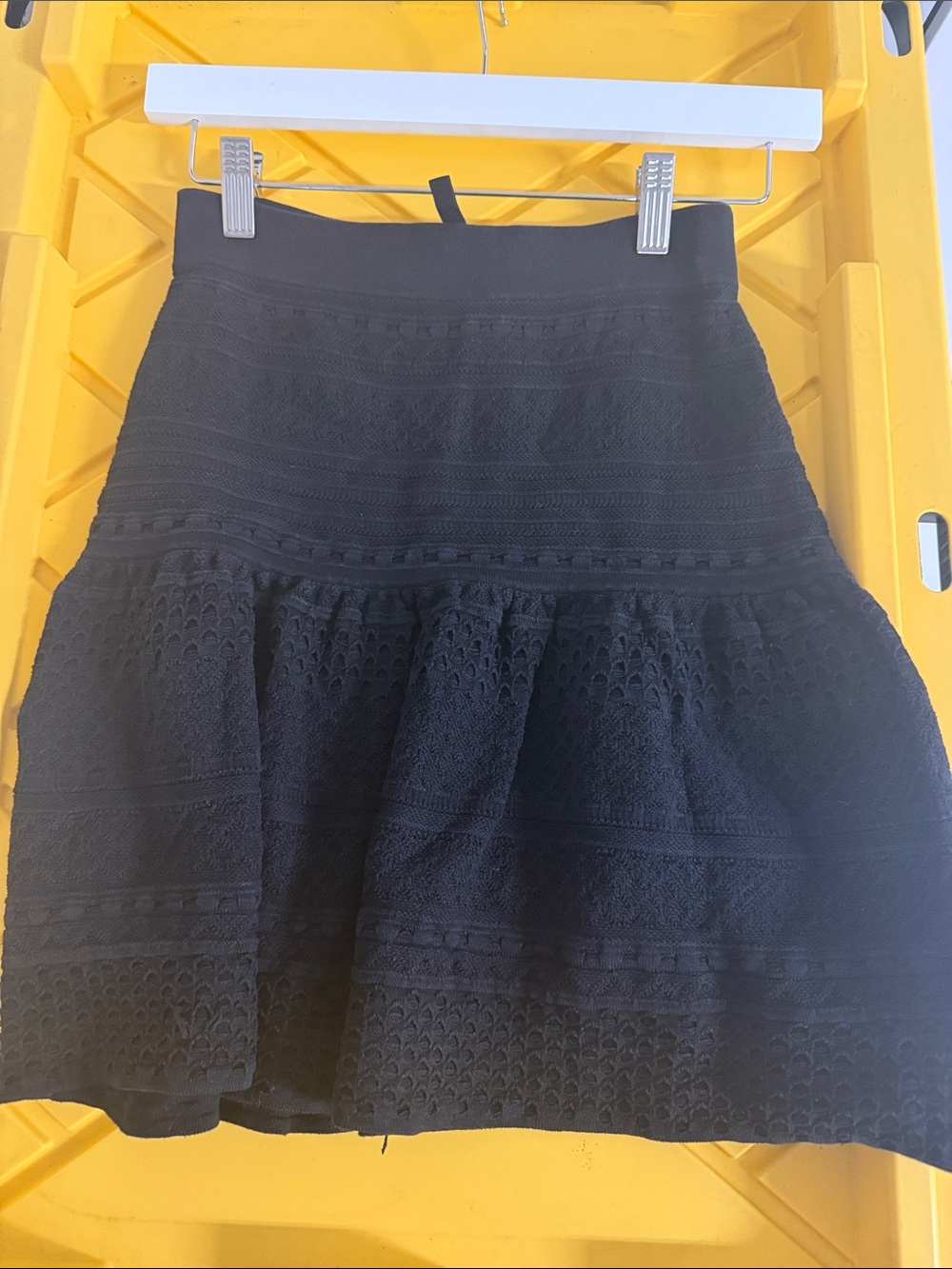 BCBGMaxAzria Black Textured Flared‎ Mini Skirt